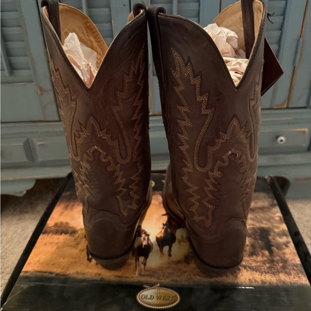 New Old West Dark Brown Western cowboy cowgirl boots 7.5 $200.00 - Picture 5 of 9